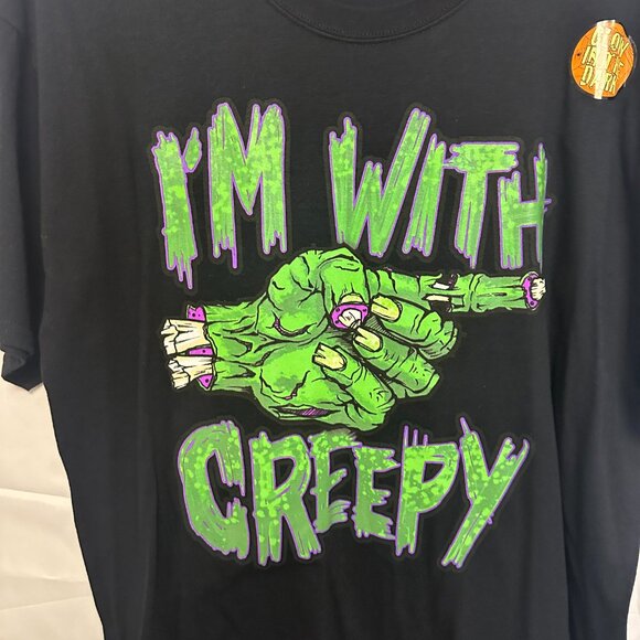 I'm with Creepy, Halloween, Large Black Graphic Tee. - Picture 3 of 10